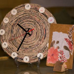 handmade recycled newspaper clock